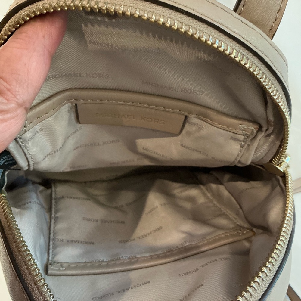 Michael Kors Rhea Studded Leather Mini Backpack in Taupe - Picture 10 of 16